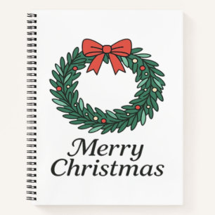 Classic Christmas Wreath – Minimalist Merry Christ Notebook
