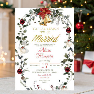 Classic Christmas Wreath Theme Bridal Shower Invitation
