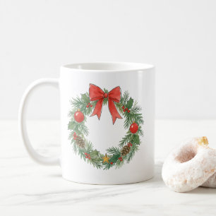 Classic Christmas Wreath with Bow for Decor Lovers Coffee Mug