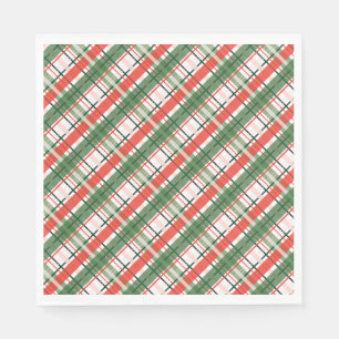 Classic Christmass Red Green and White plaid Napkin