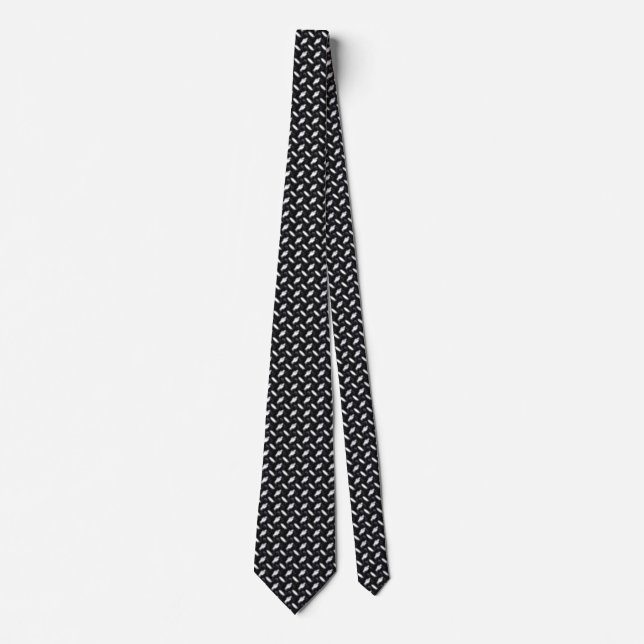 Classic Chrome and Leather Weave style Tie (Front)