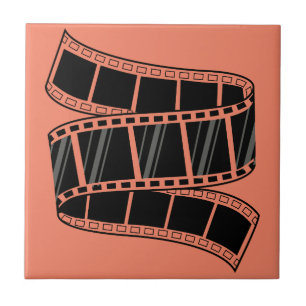 Classic Cinema Charm: Retro Filmstrip  Ceramic Tile