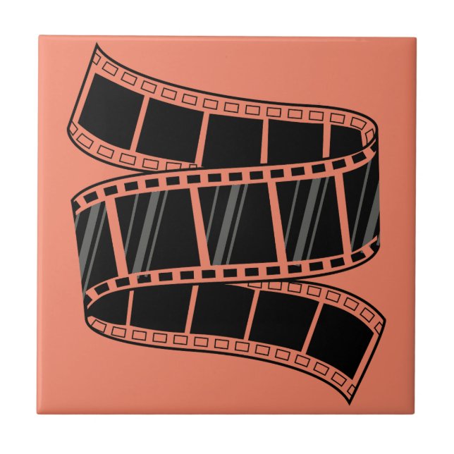 Classic Cinema Charm: Retro Filmstrip  Ceramic Tile (Front)
