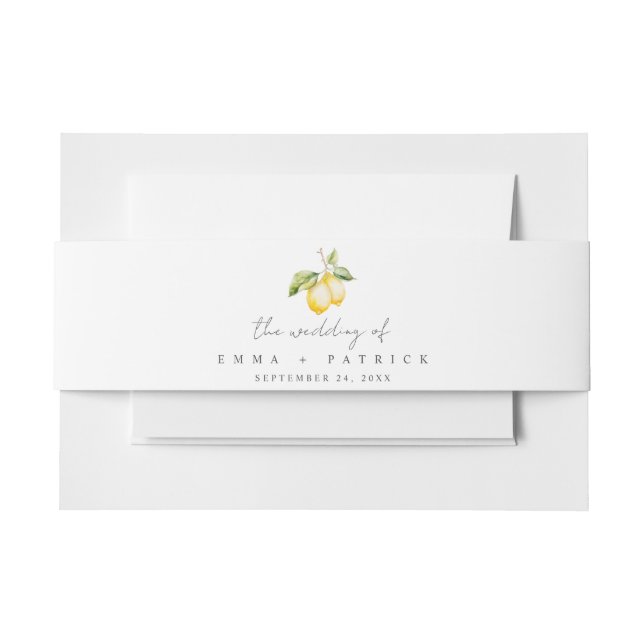 Classic Citrus Lemon Summer Wedding Invitation Belly Band (Front Example)