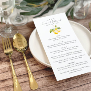 Classic Citrus Lemon Summer Wedding Menu