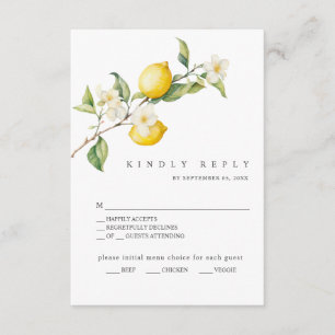 Classic Citrus Lemon Summer Wedding RSVP Card