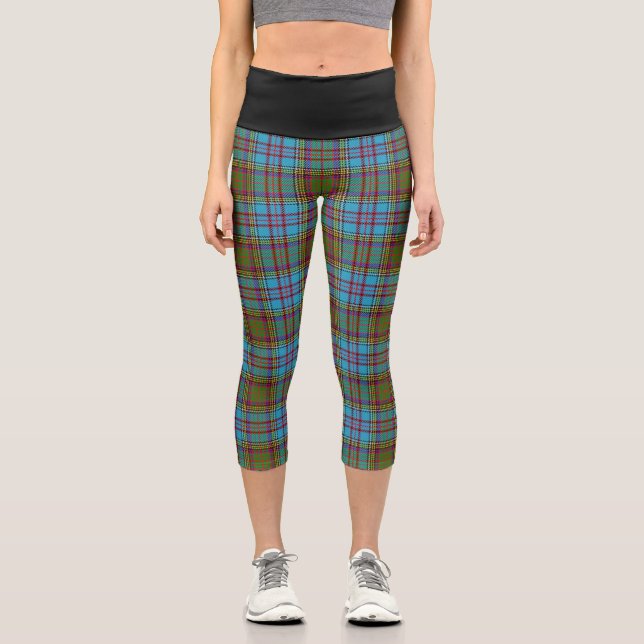 Classic Clan Anderson Tartan Plaid Capri Leggings (Front)