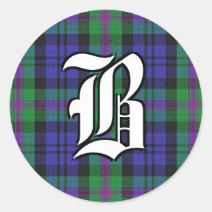 Classic Clan Baird Tartan Monogram Round Sticker
