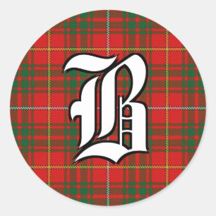 Classic Clan Bruce Tartan Monogram Round Sticker