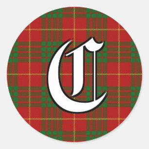Classic Clan Cameron Tartan Monogram Round Sticker