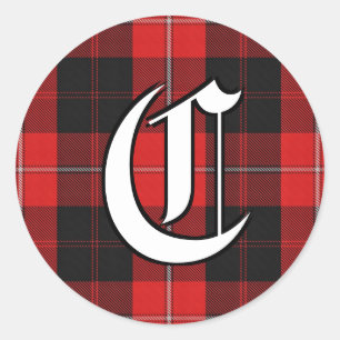 Classic Clan Cunningham Tartan Monogram Round Sticker