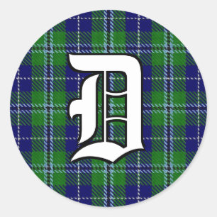 Classic Clan Douglas Tartan Monogram Round Sticker
