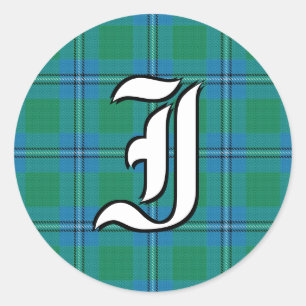 Classic Clan Irvine Irwin Tartan Monogram Classic Round Sticker