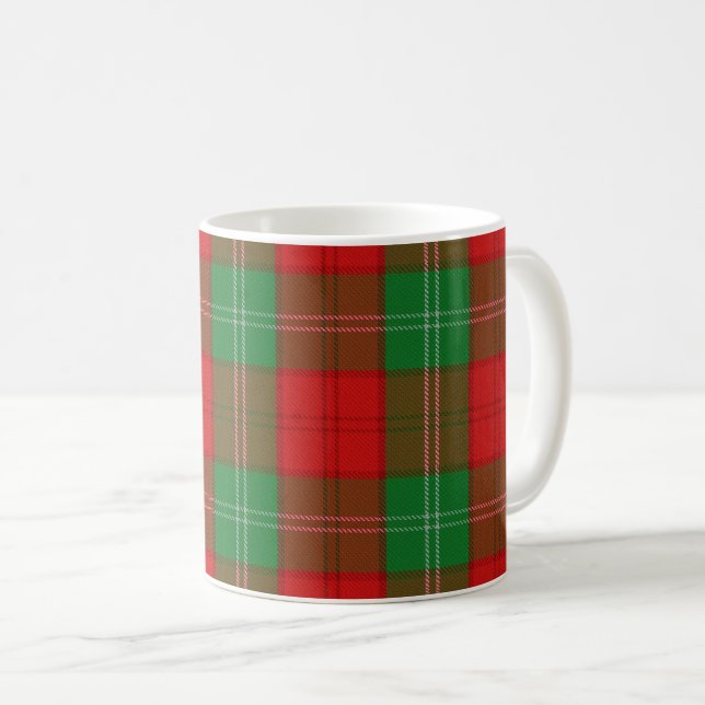 Classic Clan Lennox Red and Green Tartan Plaid Coffee Mug (Front Right)