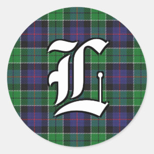Classic Clan Leslie Hunting Tartan Monogram Round Sticker