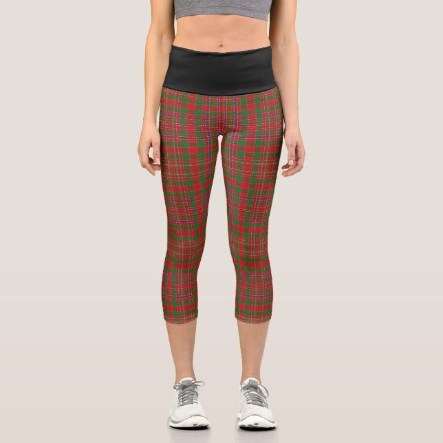 Classic Clan MacAlister Tartan Plaid Capri Leggings (Front)