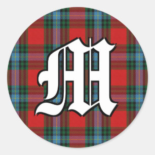 Classic Clan MacLea Livingstone Tartan Monogram Round Sticker