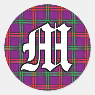 Classic Clan Montgomery Tartan Monogram Classic Round Sticker