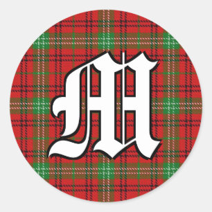 Classic Clan Morrison Tartan Monogram Round Sticker
