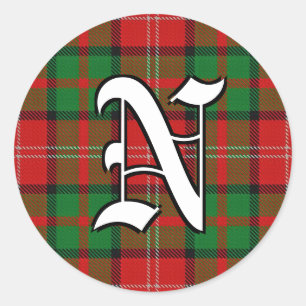 Classic Clan Nisbet Tartan Monogram Classic Round Sticker