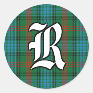 Classic Clan Ross Tartan Monogram Round Sticker