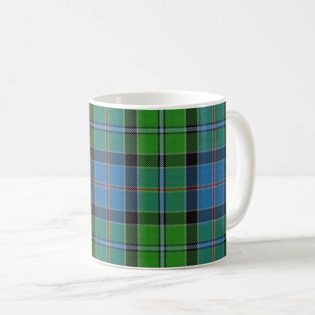 Classic Clan Stirling Blue and Green Tartan Plaid Coffee Mug (Front Right)