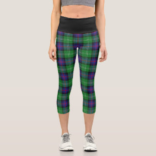 Classic Clan Sutherland Tartan Plaid Capri Leggings