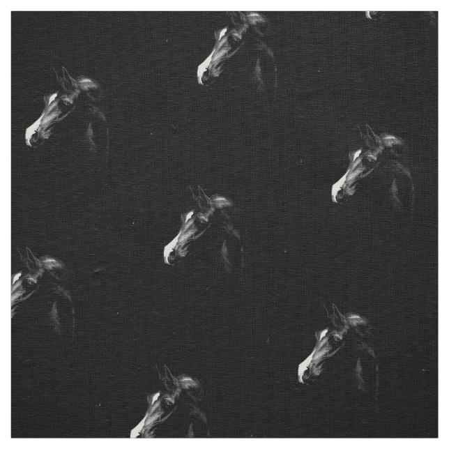 Classic & classy black Arabian horse Fabric (Swatch)