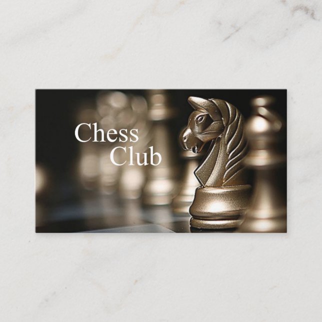 Classic Clean Chess Figures Coach Business Card (Front)