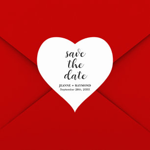 Classic Clean Save the date Wedding Announcement Heart Sticker
