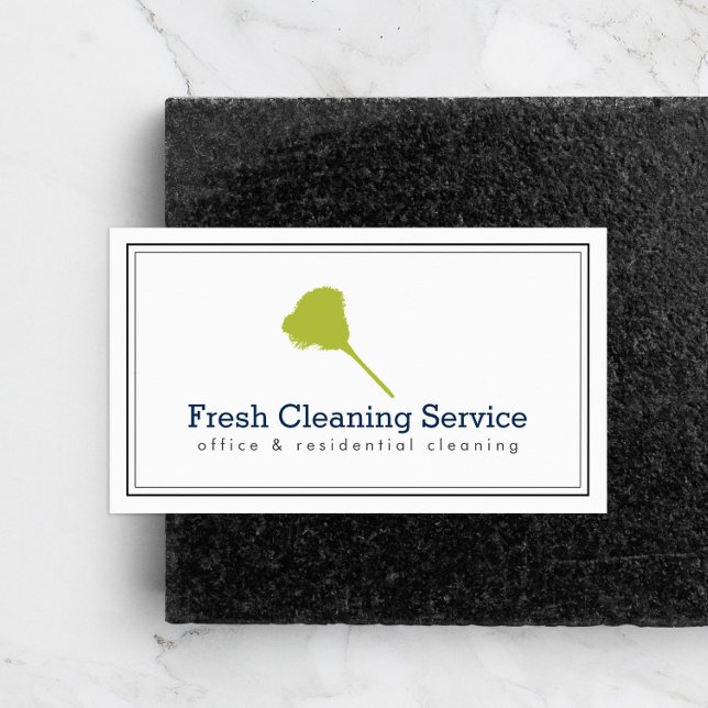 Classic Cleaning Service Feather Duster White  Business Card (Creator Uploaded)