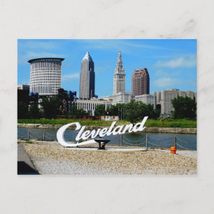 Classic Cleveland River Skyline Postcard