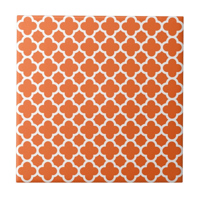 Classic Clover Quatrefoil Pattern in Orange Tile (Front)