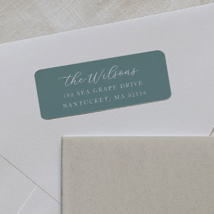 Classic Coastal Aqua Script Return Address Return Address Label