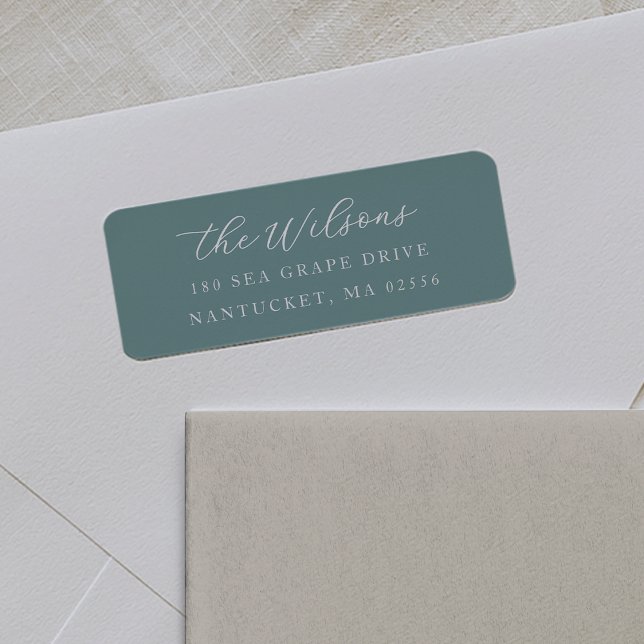 Classic Coastal Aqua Script Return Address Return Address Label (Creator Uploaded)