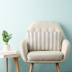 Classic Coastal Cabana Stripe Alabaster Lumbar Cushion