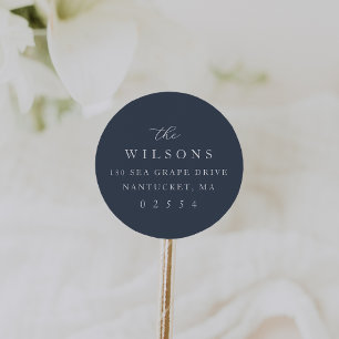 Classic Coastal Navy Round Return Address Sticker