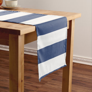 Classic Coastal Stripes Cobalt Blue Stripes Short Table Runner