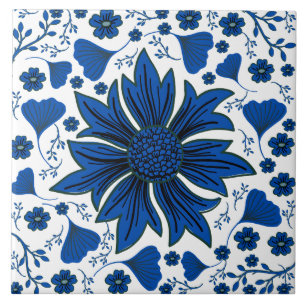 Classic cobalt blue and white William Morris Ceramic Tile