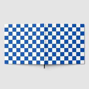 Classic cobalt blue chequerboard guest book