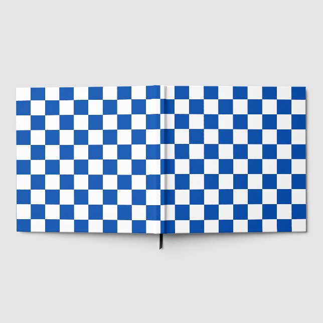 Classic cobalt blue chequerboard guest book (Full)