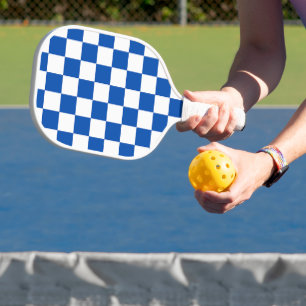 Classic cobalt blue chequerboard pickleball paddle
