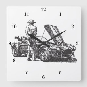 Classic Cobra Automobile Square Wall Clock