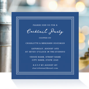 Classic Cocktail Party Dark Blue Square Invitation