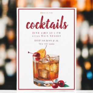 Classic Cocktail Party    Old Fashioned Drink Invitation