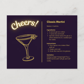 Classic Cocktail Postcard - Martini