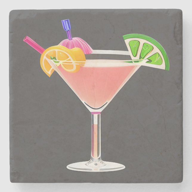 Classic Cocktail Stone Coaster (Front)