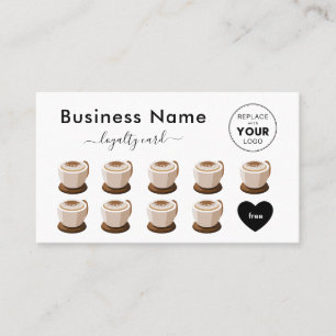 Classic Coffee Drink Illustration Add Your Logo Loyalty Card