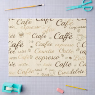 Classic Coffee Typography & Bean Pattern Tissue Paper