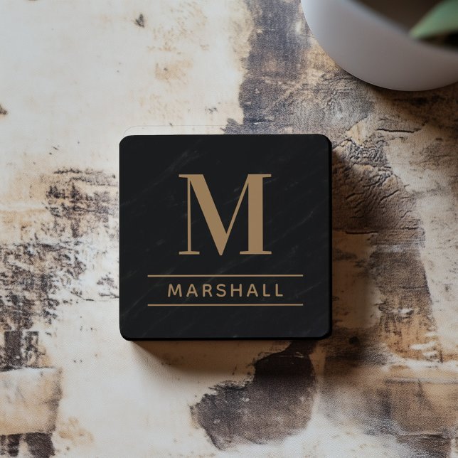 Classic Cognac Tan Personalised Monogram Initial Coaster (Creator Uploaded)